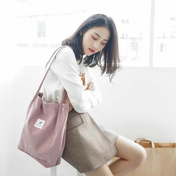 Korean Style Corduroy Tote Bag (6 Colors)