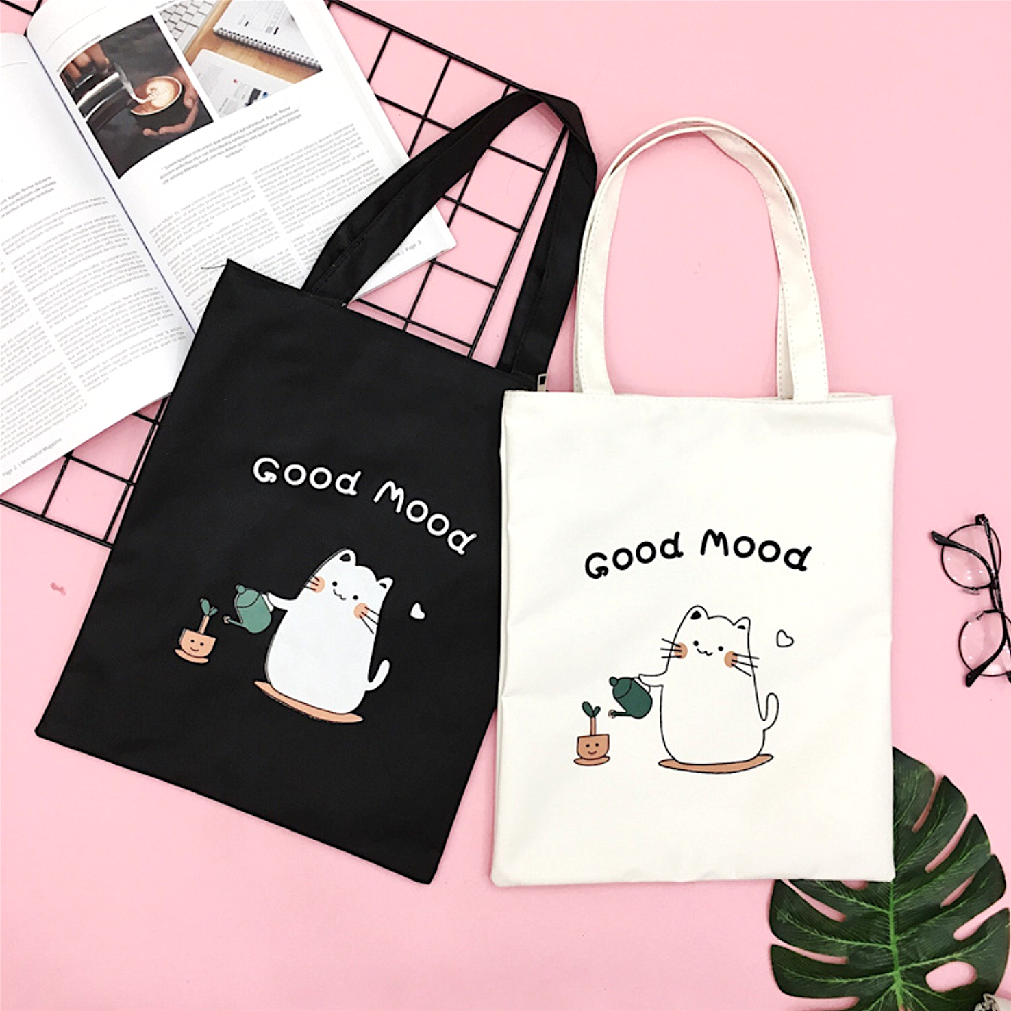 Today Is a Happy Day Tote Bag Kawaii Pen Shop