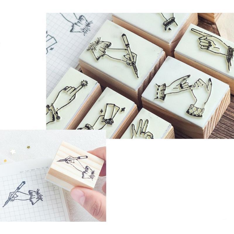 Hand Gesture Wooden Stamp