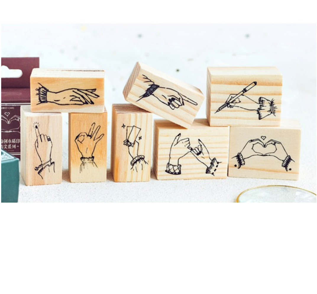 Hand Gesture Wooden Stamp