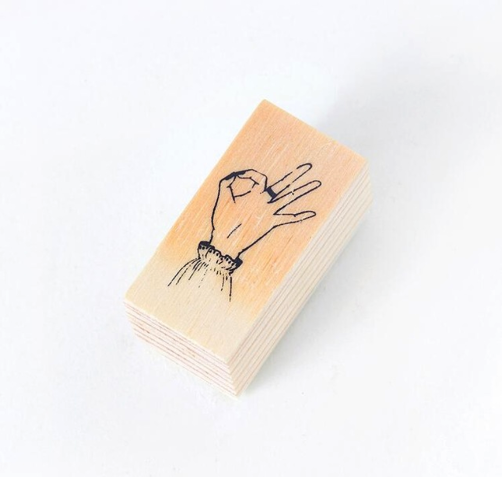 Hand Gesture Wooden Stamp