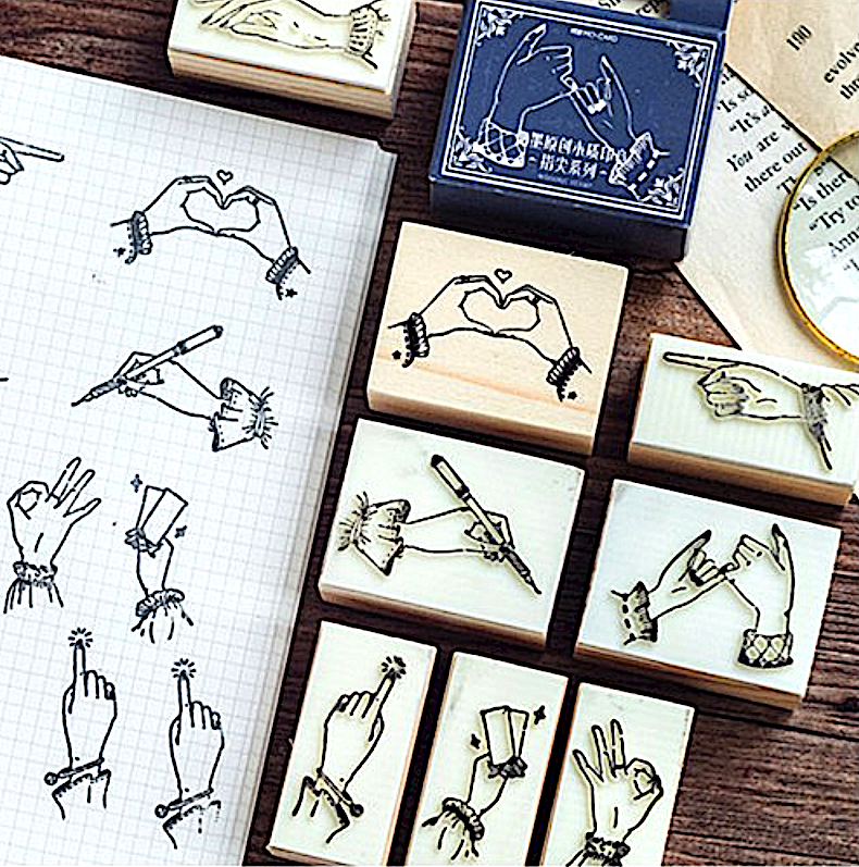 Hand Gesture Wooden Stamp