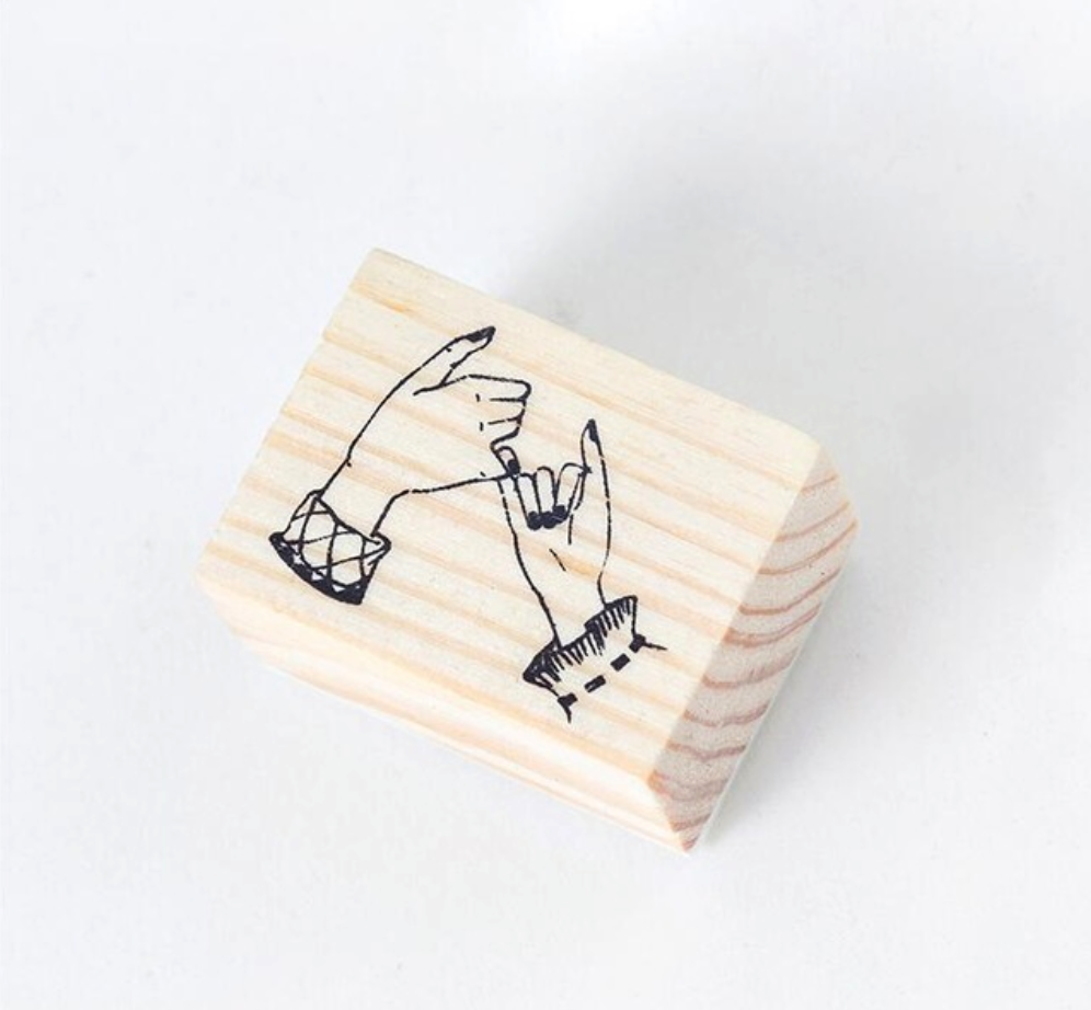 Hand Gesture Wooden Stamp