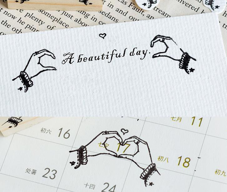 Hand Gesture Wooden Stamp