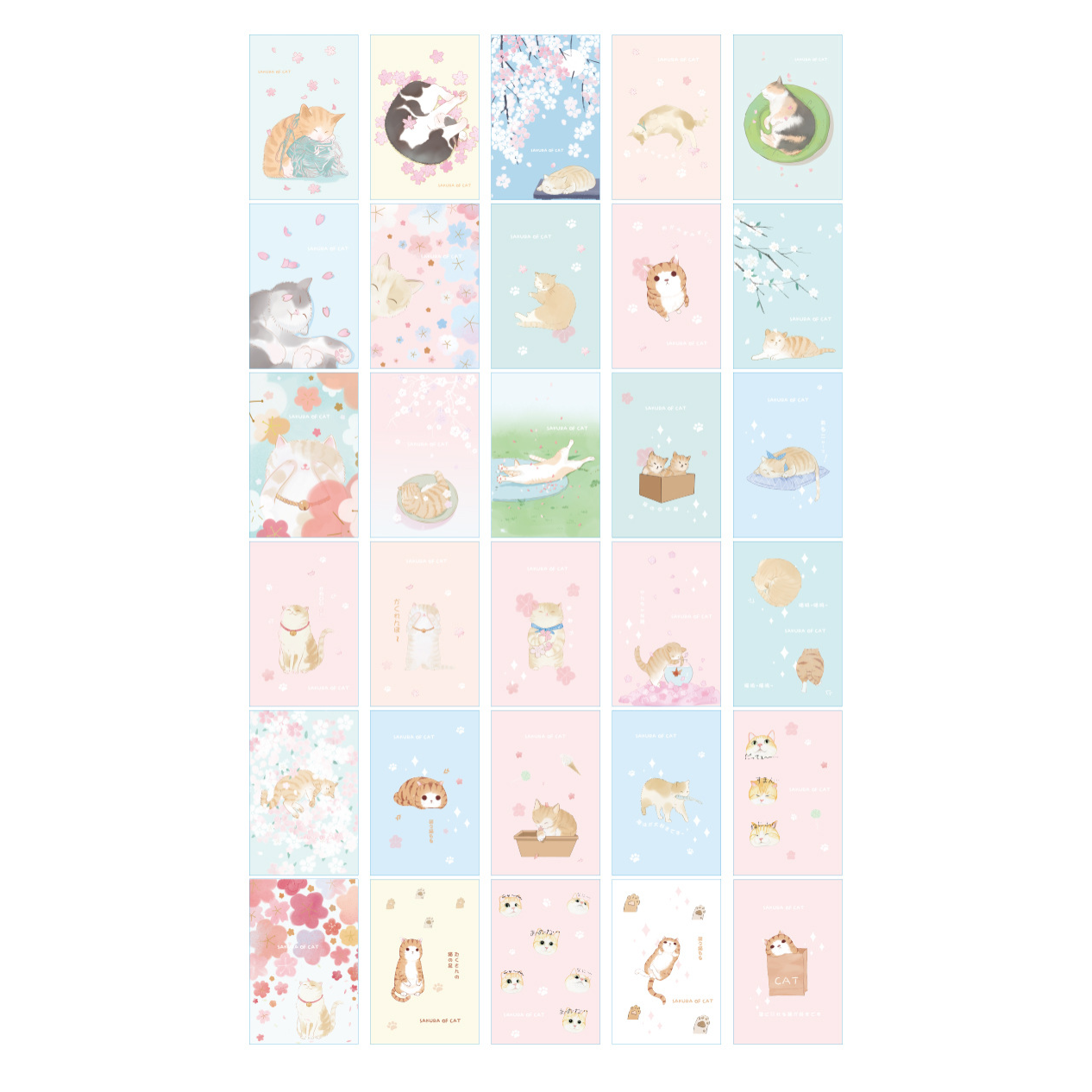 Cat & Cherry Blossom Greeting Cards