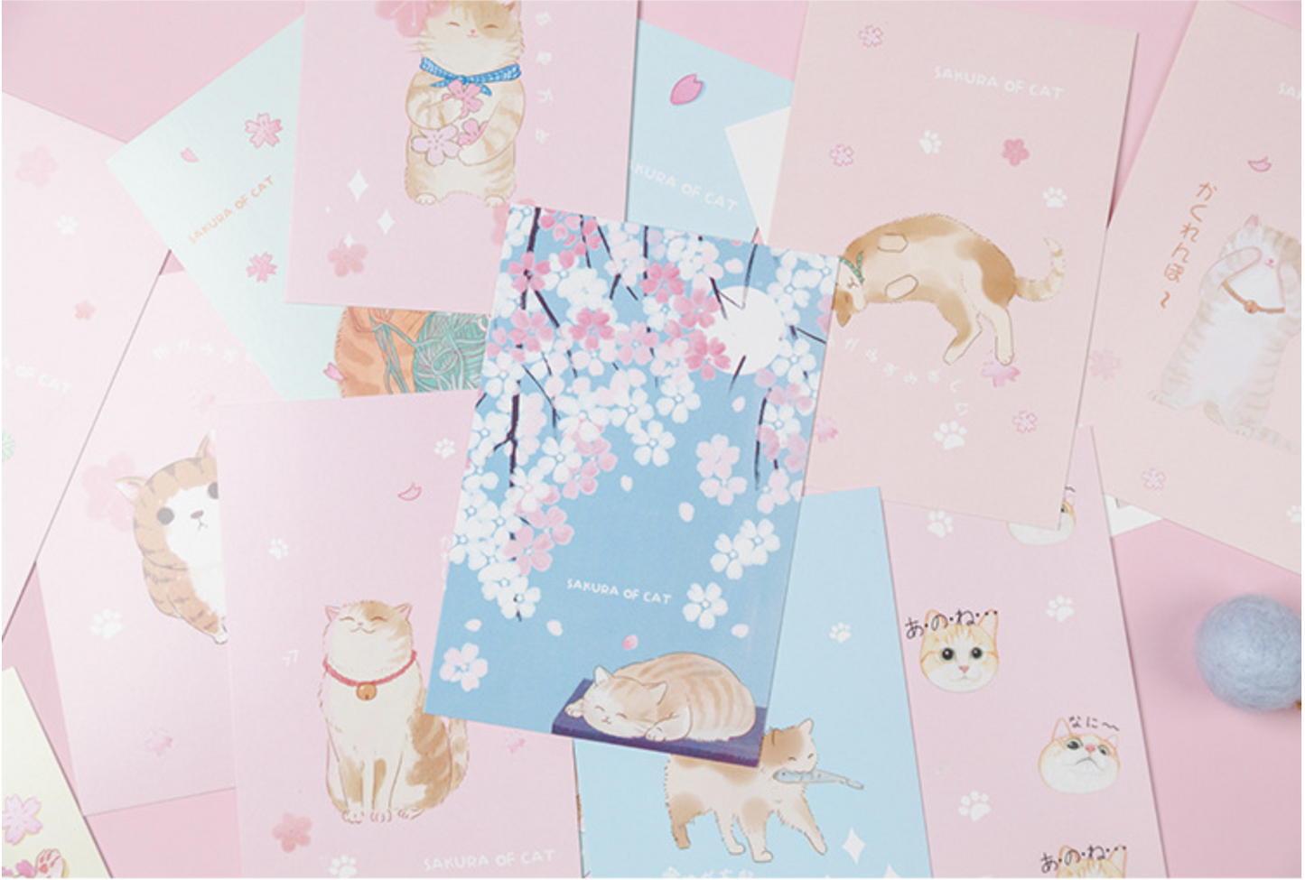 Cat & Cherry Blossom Greeting Cards