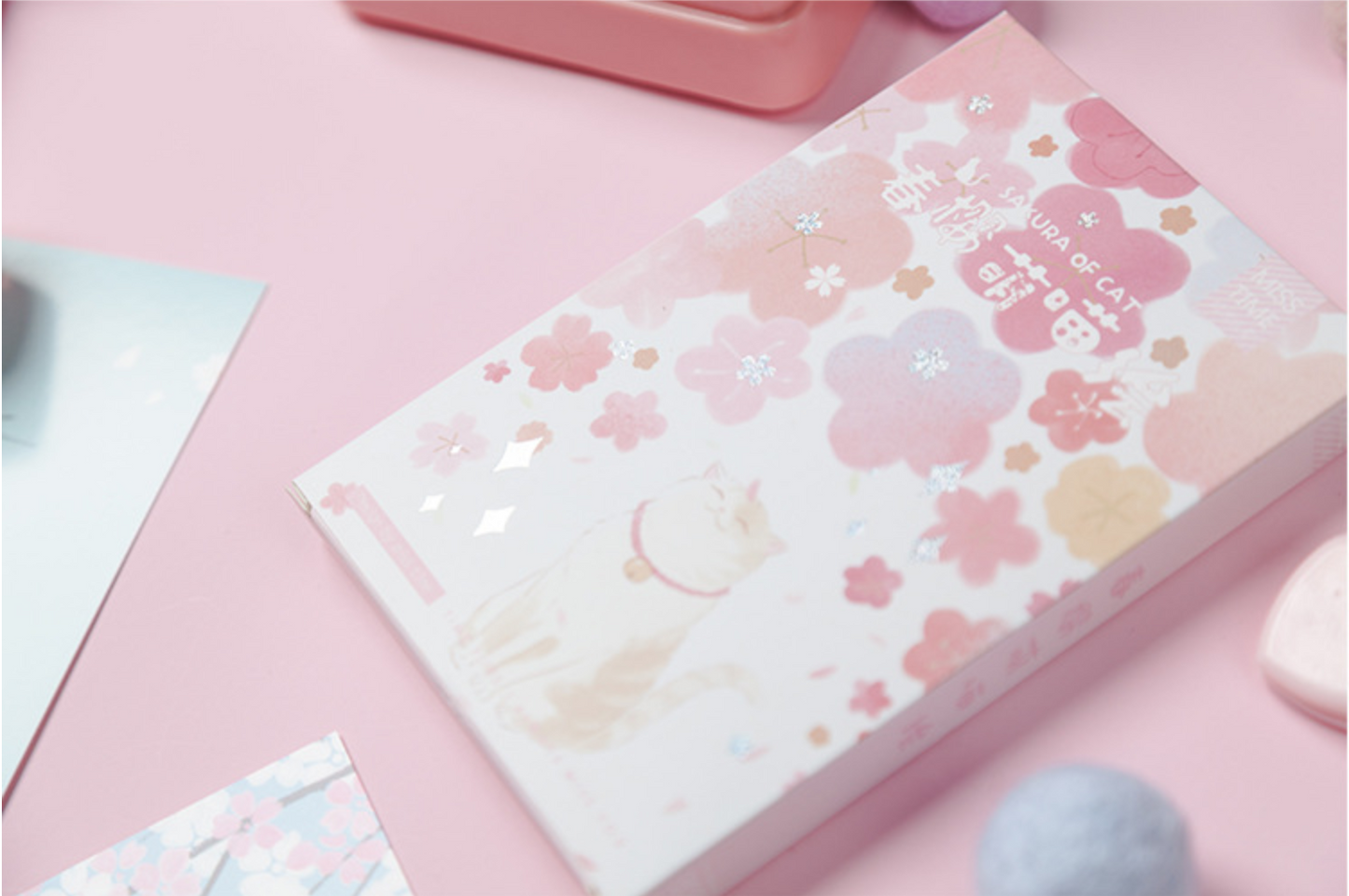 Cat & Cherry Blossom Greeting Cards