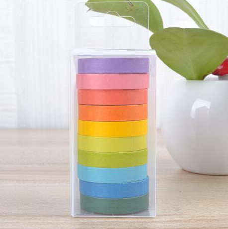 10 Psc Candy Color Decorative Adhesive Tapes