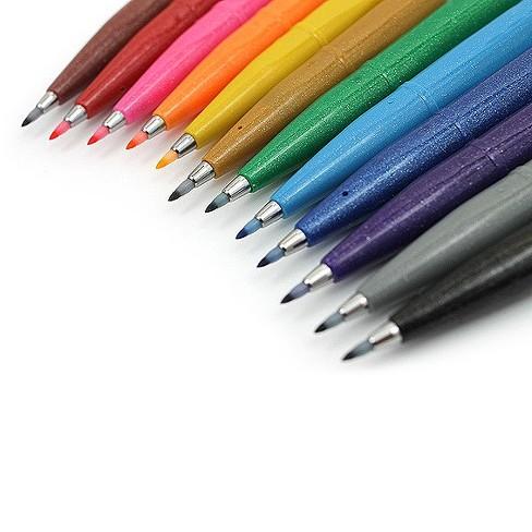 Pentel Fude Touch Brush Sign Pen - 12 Color Set