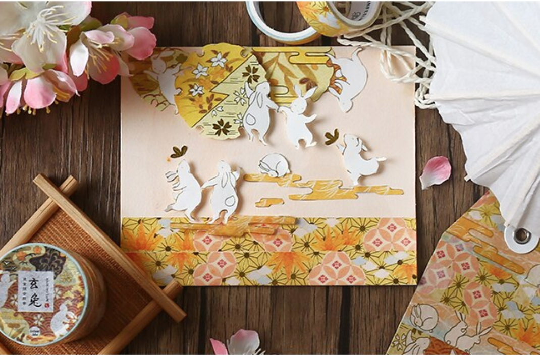 Natsu No Kaze Washi Tapes - Happy Rabbit