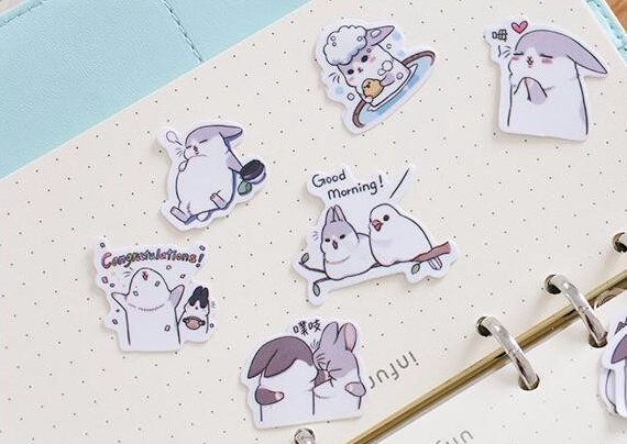 Chubby Rabbit Stickers Set