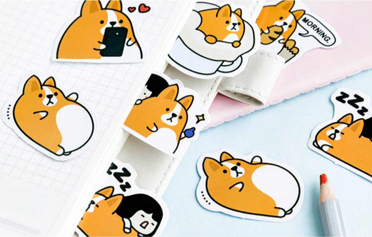 Shiba and Girl Paper Stickers