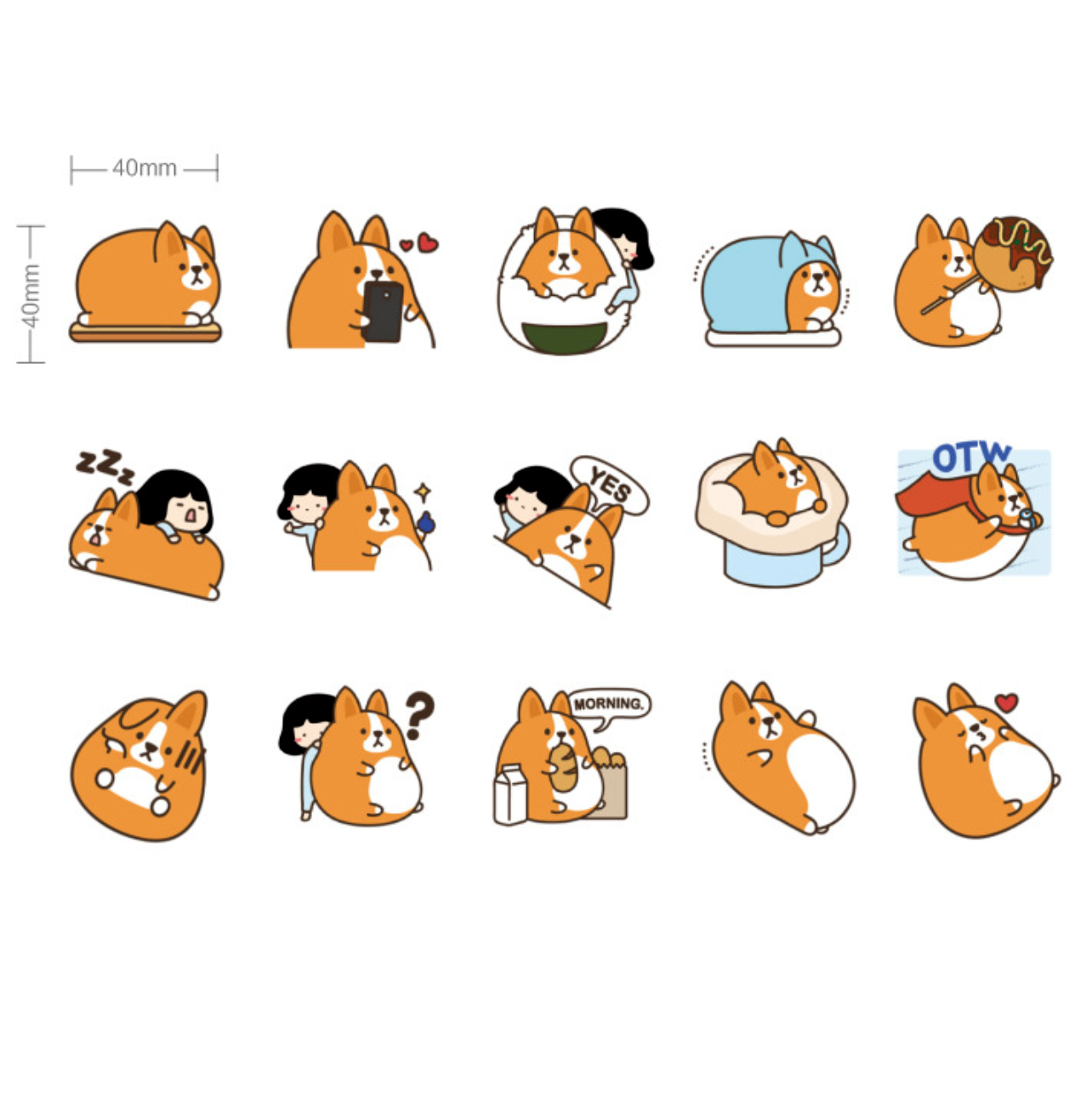 Shiba and Girl Paper Stickers