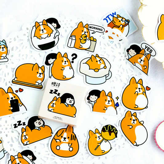 Shiba and Girl Paper Stickers