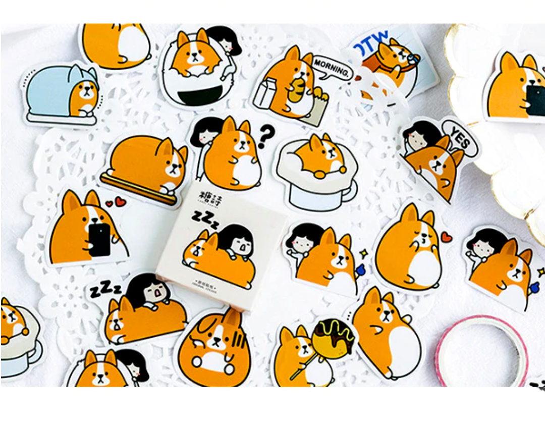 Shiba and Girl Paper Stickers