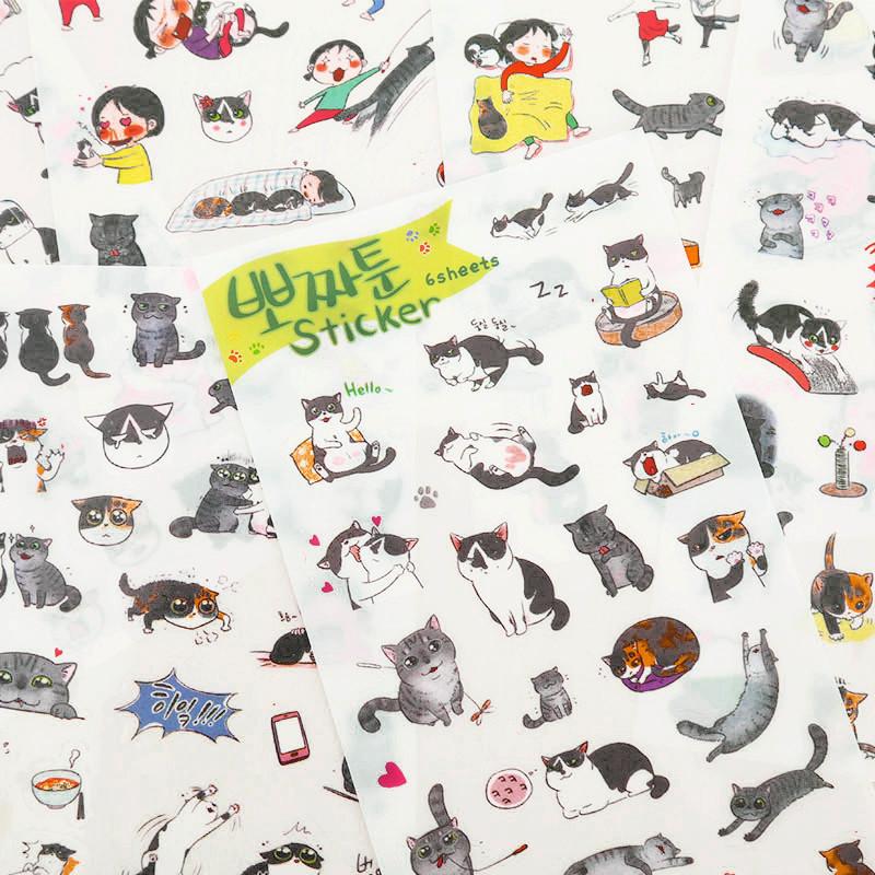 Korean Cat Stickers 6-pack