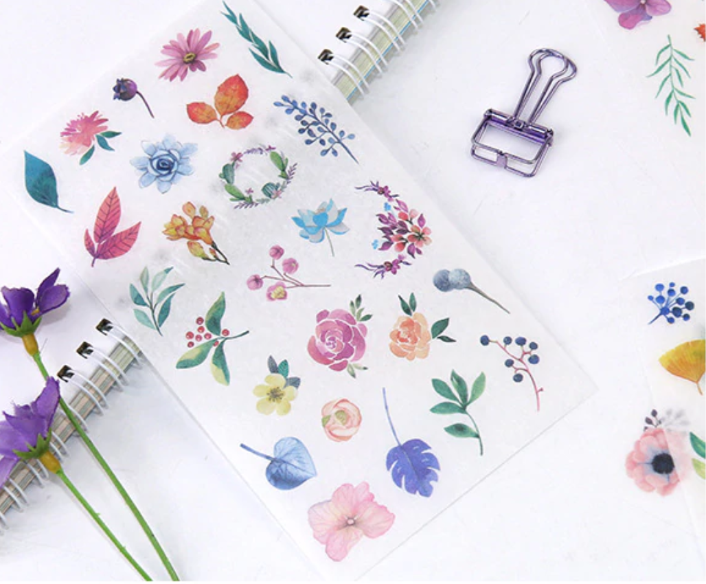 Watercolor Flowers Sticker Set - 6 Sheets