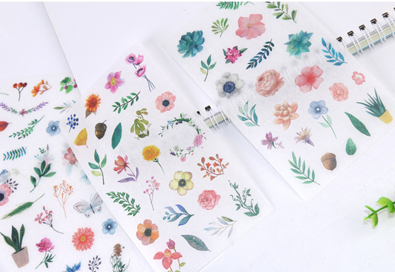 Watercolor Flowers Sticker Set - 6 Sheets