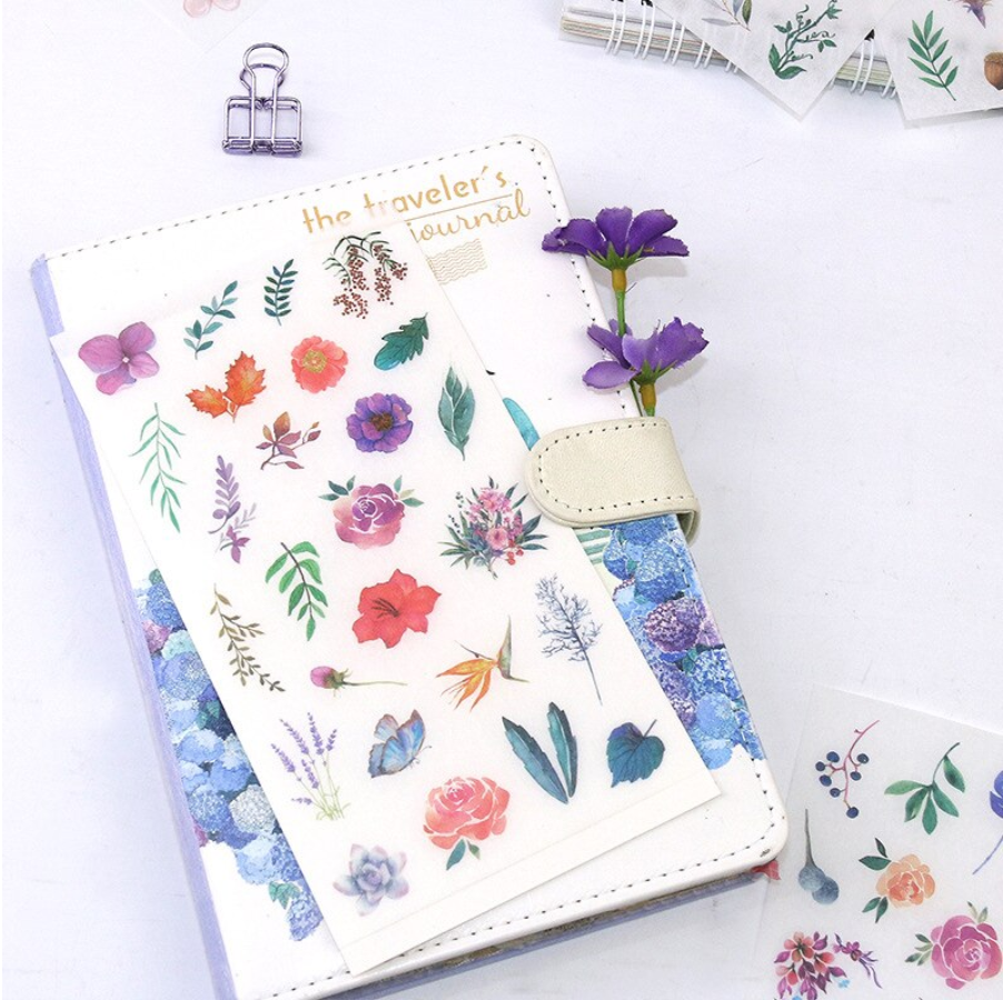 Watercolor Flowers Sticker Set - 6 Sheets