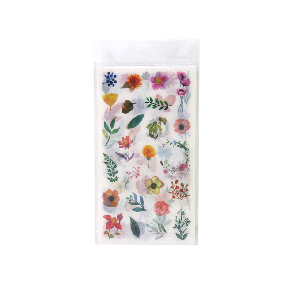 Watercolor Flowers Sticker Set - 6 Sheets