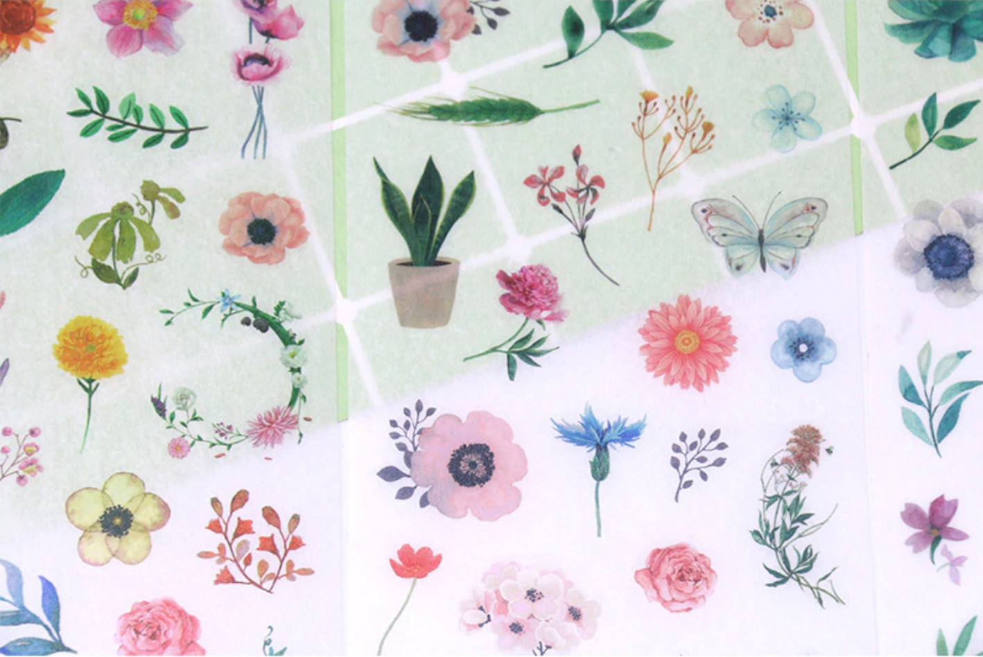 Watercolor Flowers Sticker Set - 6 Sheets