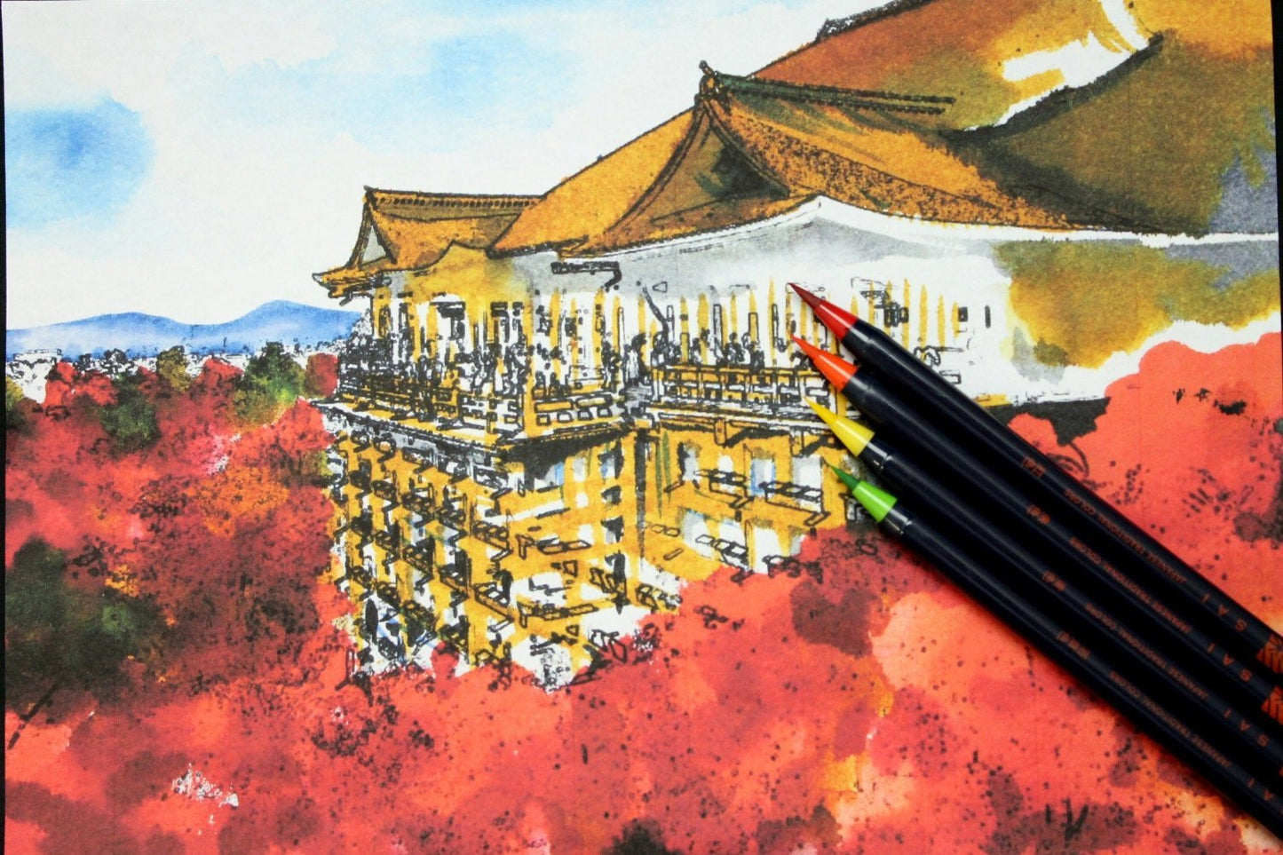 Akashiya Sai Watercolor Brush Pen - 20 Color Set