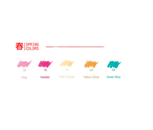 Akashiya Sai Watercolor Brush Pen - 5 Spring Color Set