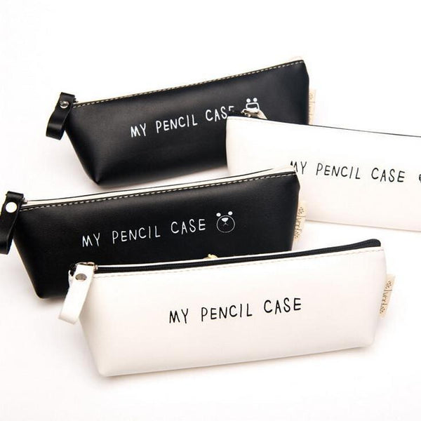 100pcs/Set Leather Pouch Soft Pencil Case White Coffee Black Color Bag  Travel School Supplies For Stylus Ballpoint Pen 18CM - AliExpress