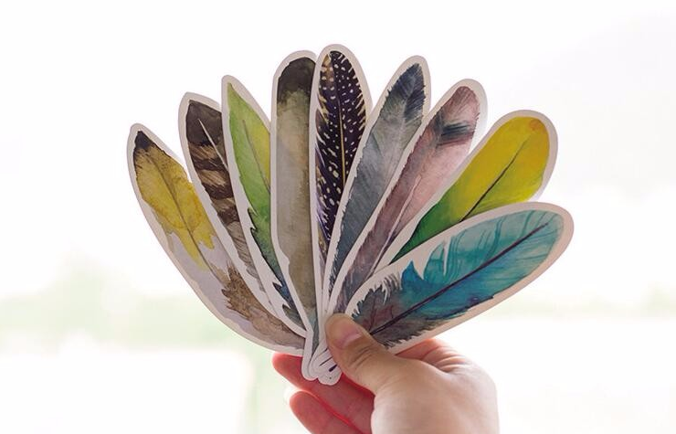Colorful Feather Paper Bookmarks