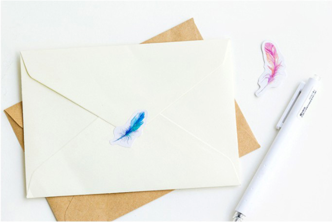 Colorful Feather Paper Stickers