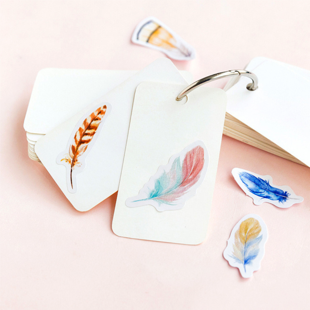 Colorful Feather Paper Stickers