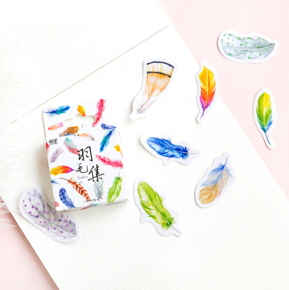 Colorful Feather Paper Stickers