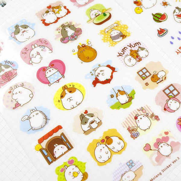 Kawaii Stickers: Molang Bunny Stickers with 45pieces