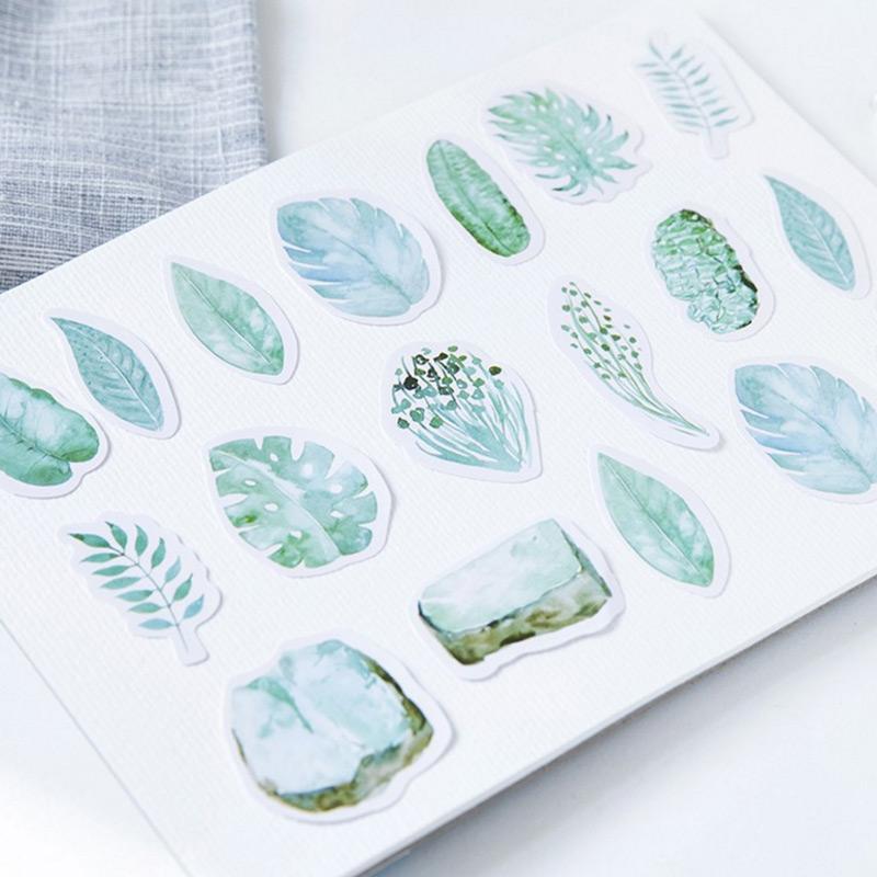 Green Leaves Paper Stickers