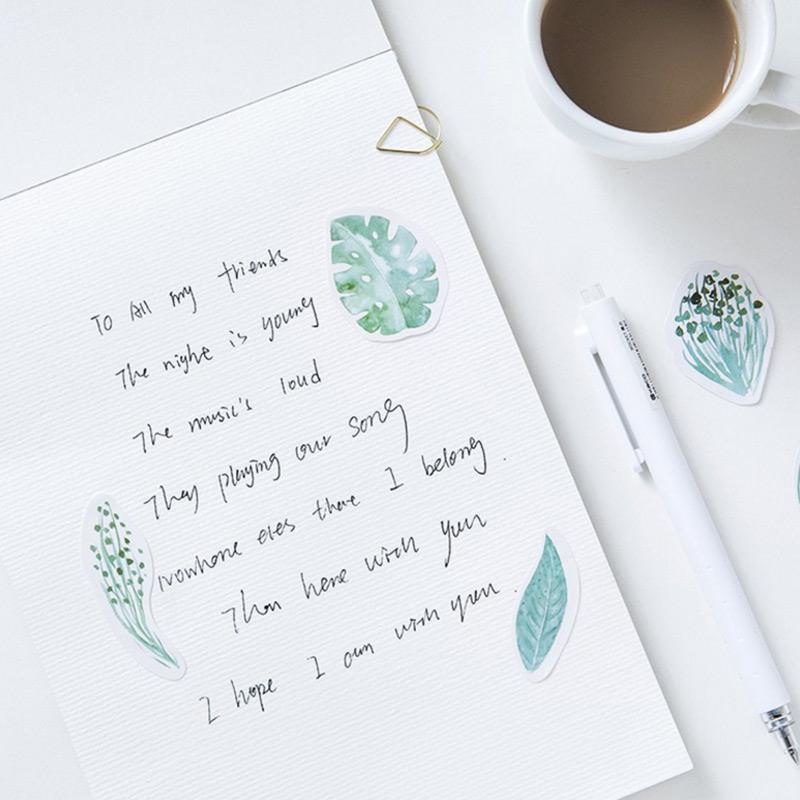 Green Leaves Paper Stickers