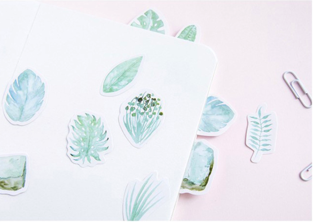 Green Leaves Paper Stickers