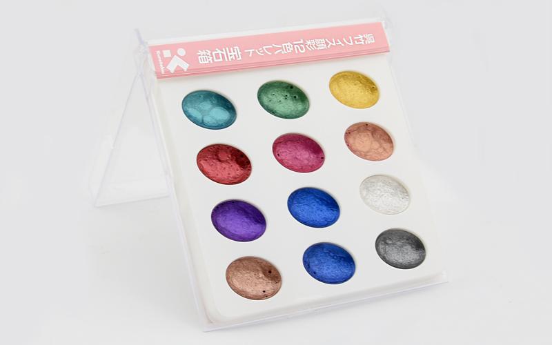 Kuretake Gansai Watercolor Palette - 12 Pearlescent Color Set
