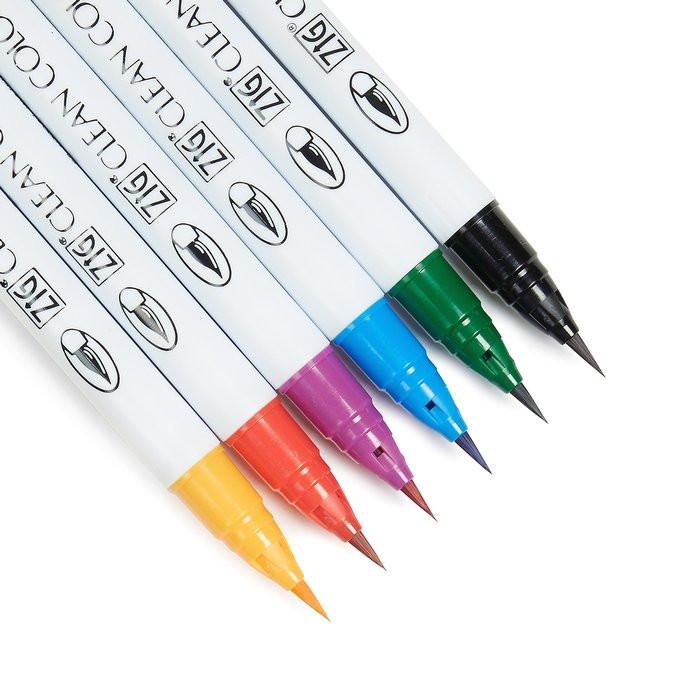 Kuretake ZIG Clean Color Real Brush Pen - 6 Color Set