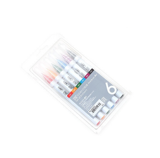 Kuretake ZIG Clean Color Real Brush Pen - 6 Color Set