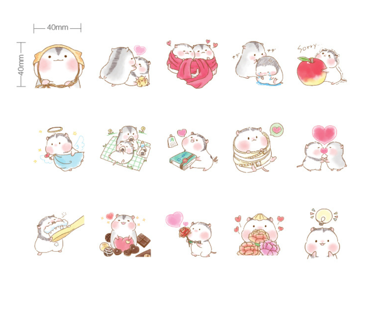 Two Hamsters Paper Stickers