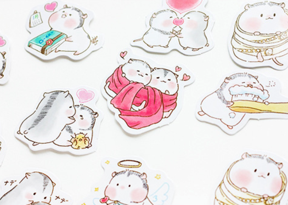 Two Hamsters Paper Stickers