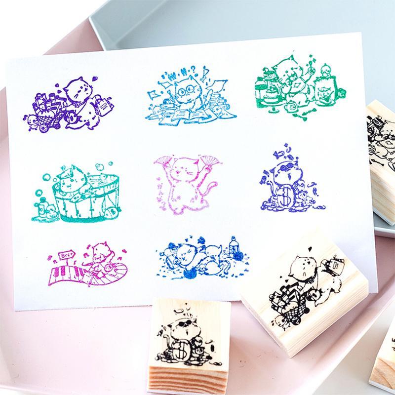 Nyan Nyan Neko Cartoon Cat Wooden Stamp