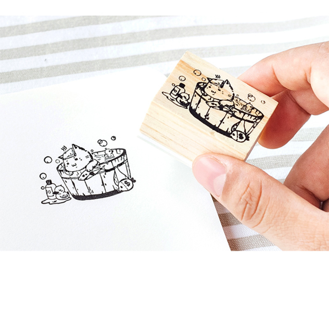 Nyan Nyan Neko Cartoon Cat Wooden Stamp