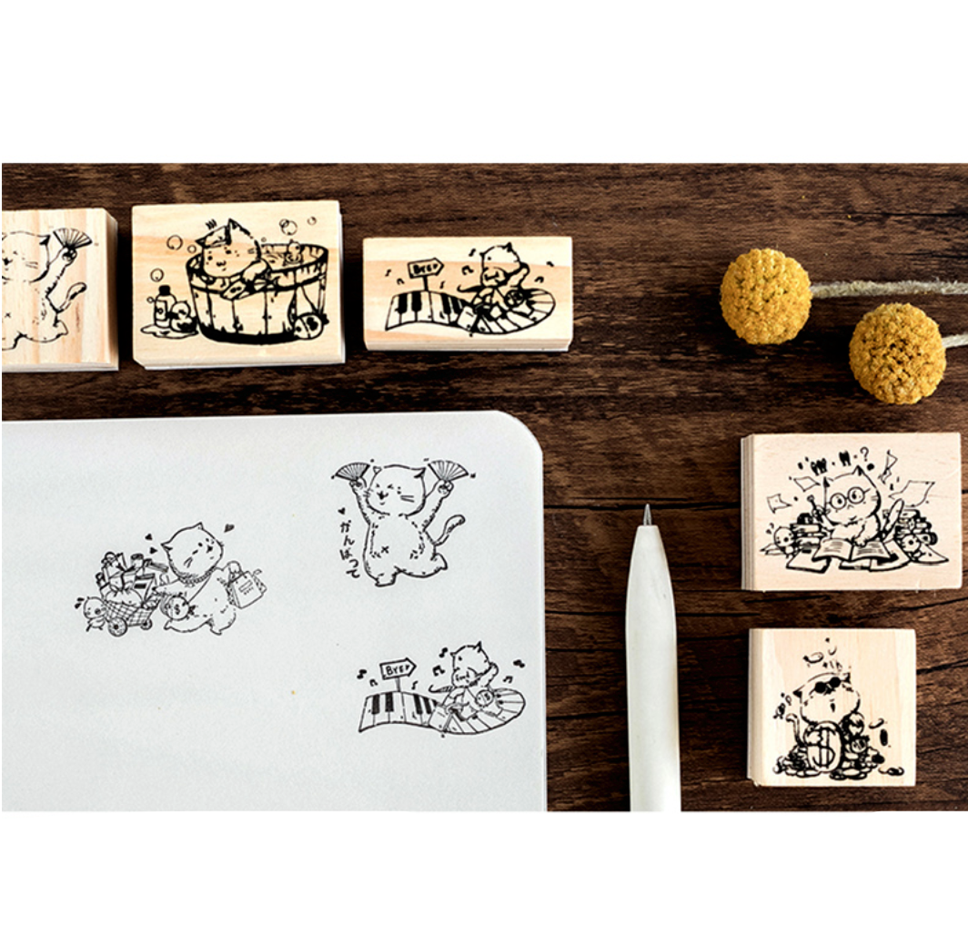 Nyan Nyan Neko Cartoon Cat Wooden Stamp