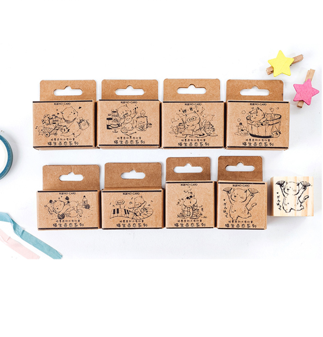 Nyan Nyan Neko Cartoon Cat Wooden Stamp