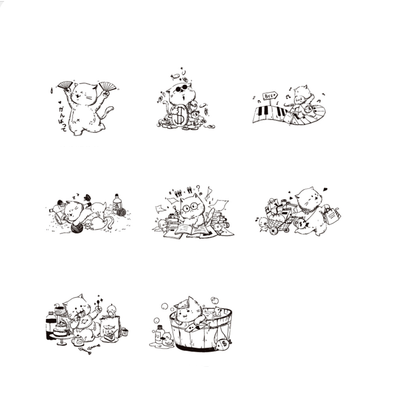 Nyan Nyan Neko Cartoon Cat Wooden Stamp