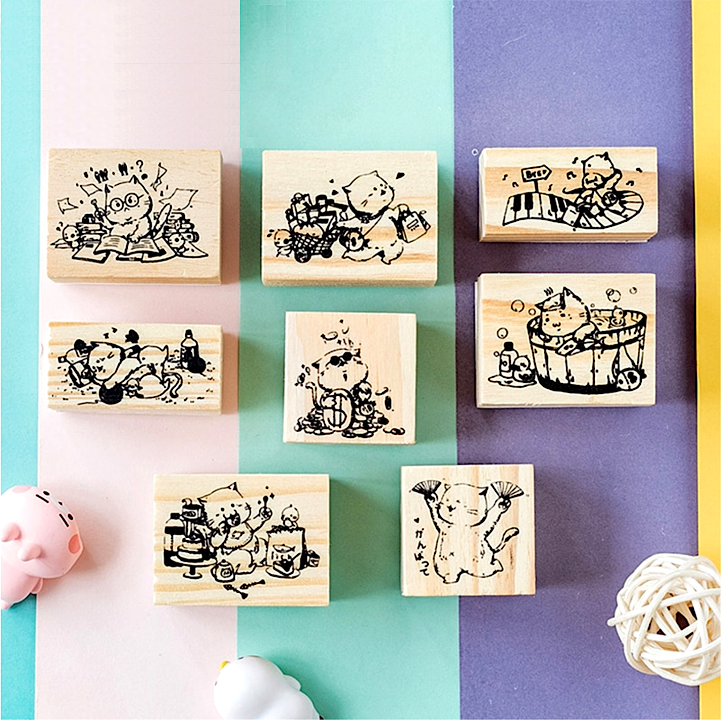 Nyan Nyan Neko Cartoon Cat Wooden Stamp