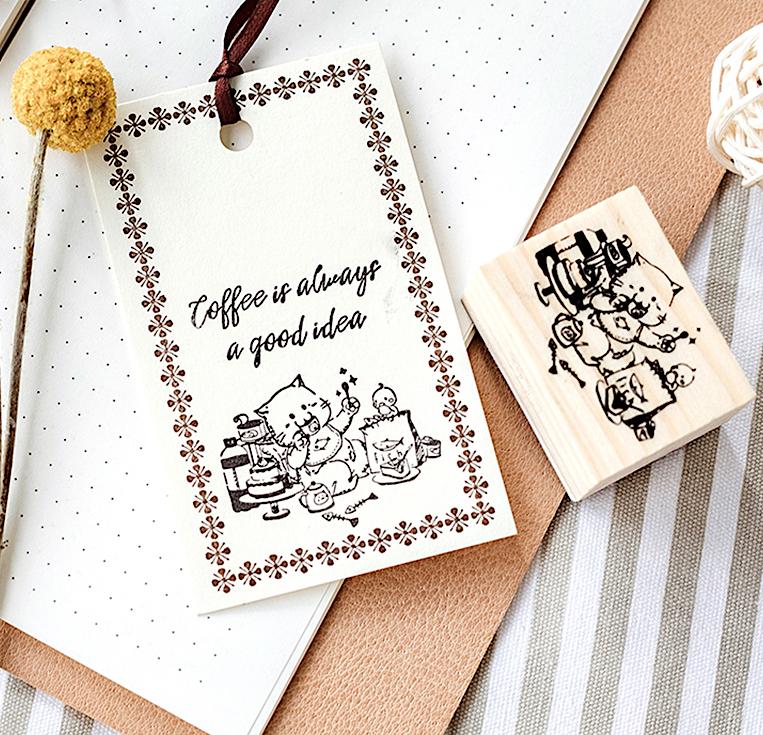 Nyan Nyan Neko Cartoon Cat Wooden Stamp