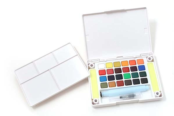 Sakura Petit Color Watercolor Field Sketch Box Set - 24 Color Palette + Water Brush