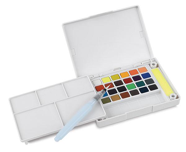 Sakura Petit Color Watercolor Field Sketch Box Set - 24 Color Palette + Water Brush